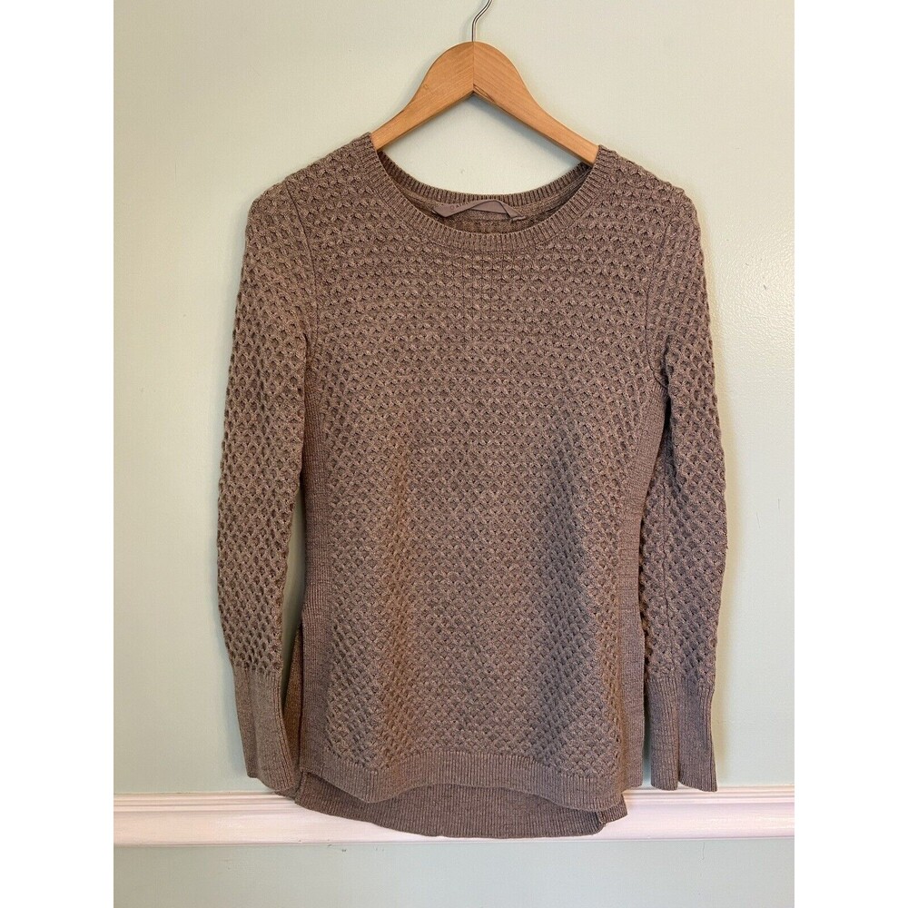 Athleta Sweater Size XS Womens Beige Wool Blend‎ Honeycomb Tunic Top Pullover